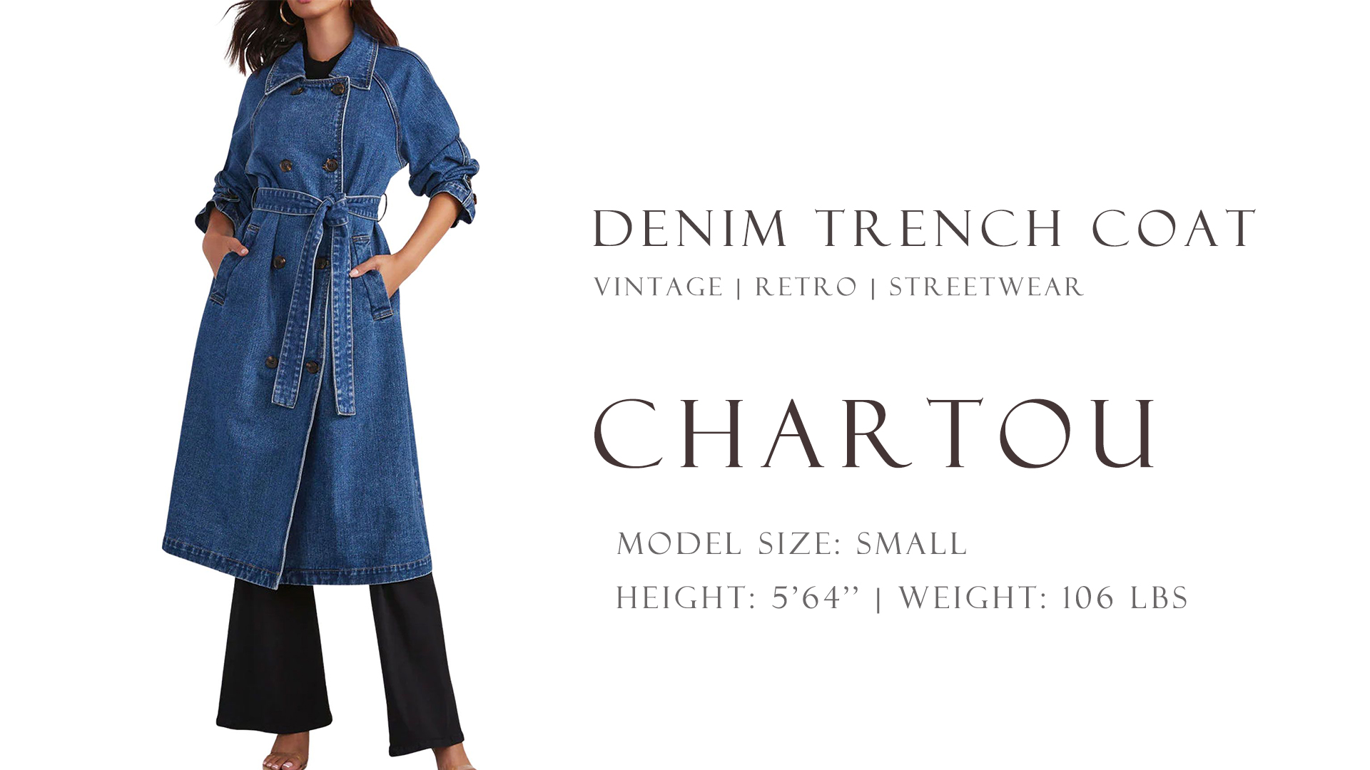 Amazon.com: CHARTOU Women's Casual Double Breasted Long Denim